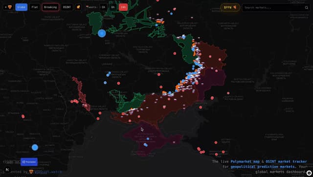 POLYGLOBE JUST GOT ANOTHER MASSIVE UPGRADE 🌐

DeepStateLive’s Ukraine war map is now draped directly onto the globe, live and synced with @Polymarket .

Shaded control zones, shifting frontlines, Russian/Belarusian unit icons and direction of attack arrows all sitting under your markets and OSINT in near real time.

These Ukraine geo markets confuse people constantly. is it the city limits, the oblast, “enter” vs “capture all of”? 

Now, when you hover a market, we draw the exact area of operation it resolves on and spell out the rule in plain English.

No more rule debates, no more guessing what actually settles.

The only way to monitor the situation.