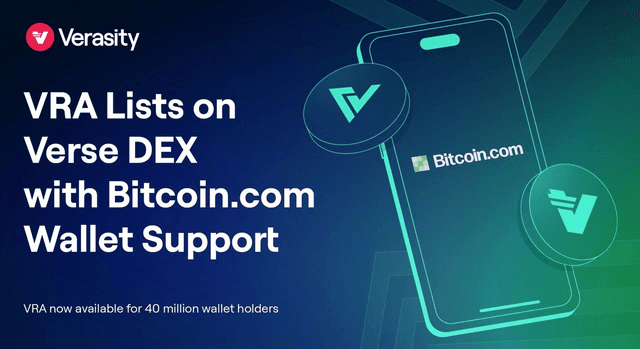 Verasity (VRA) Now Available to 40 Million Bitcoin.com Users and Lists on the Verse DEX – Press release Bitcoin News